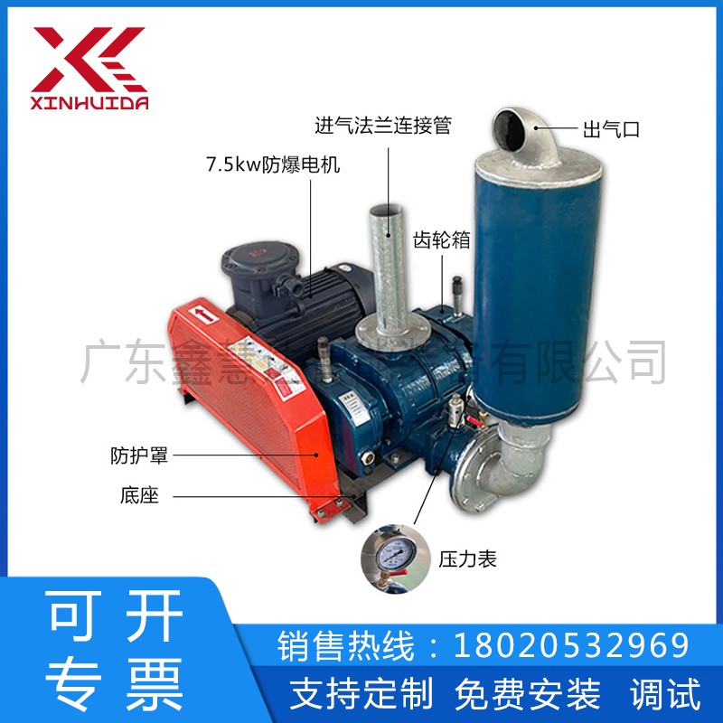 源头罗茨鼓风机噪音低大功率7.5kw罗茨风机气力输送专用设备图3