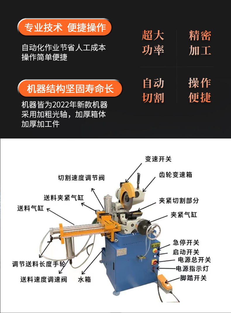 切管机切割机金属管材切割不锈钢切割气动全自动伺服送料图3